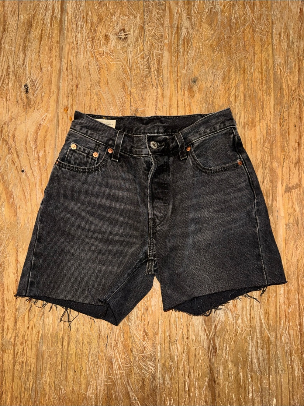 Levi's Black High-Rise Cutoff Denim Shorts